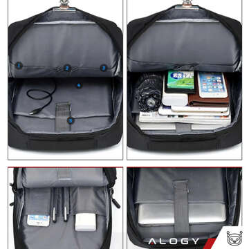 Batoh taška na notebook 15,6" veľká vodeodolná s USB portom Unisex 41x29x12cm do lietadla Alogy Backpack Black