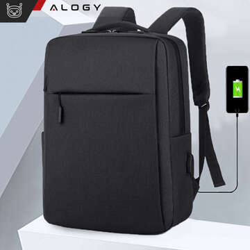 Batoh taška na notebook 15,6" veľká vodeodolná s USB portom Unisex 41x29x12cm do lietadla Alogy Backpack Black