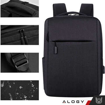 Batoh taška na notebook 15,6" veľká vodeodolná s USB portom Unisex 41x29x12cm do lietadla Alogy Backpack Black