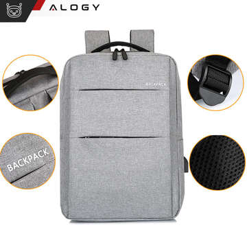 Batoh taška na notebook 15,6" veľká vodeodolná s USB portom Unisex 44x34x13cm do lietadla Alogy Backpack Grey