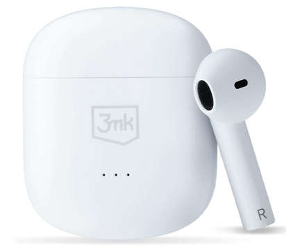 Bezdrôtové slúchadlá 3mk MovePods s nabíjacím puzdrom PowerBank v bielej farbe