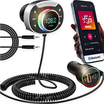 Bluetooth Audio FM MP3 BT Transmitter Rýchla USB nabíjačka do auta QC 3.0 USB-C typu C PD pre Alogy Car