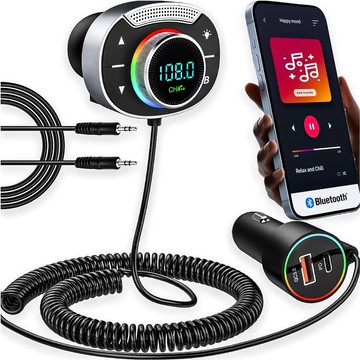 Bluetooth Audio FM MP3 BT Transmitter Rýchla USB nabíjačka do auta QC 3.0 USB-C typu C PD pre Alogy Car