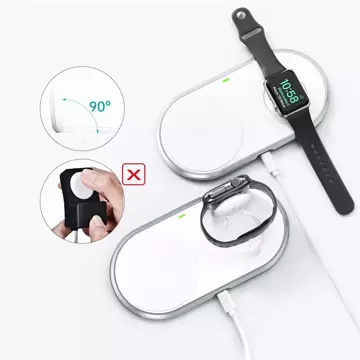 Choetech 2v1 Qi bezdrôtová nabíjačka pre smartfóny / Apple Watch so stojanom (MFI) USB Typ C biela (T317)