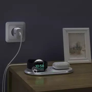 Choetech 2v1 Qi bezdrôtová nabíjačka pre smartfóny / Apple Watch so stojanom (MFI) USB Typ C biela (T317)