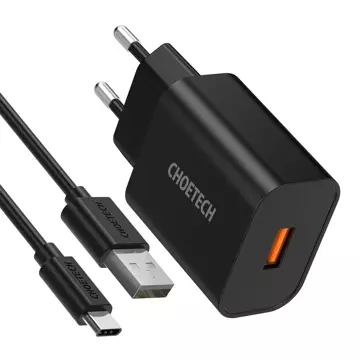 Choetech rýchlonabíjačka Quick Charge 3.0 18W 3A USB kábel - USB typ C 1m čierny (Q5003)