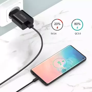 Choetech rýchlonabíjačka Quick Charge 3.0 18W 3A USB kábel - USB typ C 1m čierny (Q5003)