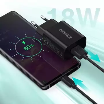 Choetech rýchlonabíjačka Quick Charge 3.0 18W 3A USB kábel - USB typ C 1m čierny (Q5003)