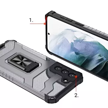 Crystal Ring Case odolný hybridný kryt magnetický kryt pre Samsung Galaxy S22 (S22 Plus) červený