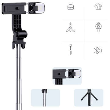 Držiak Alogy Wireless Selfie Stick Bluetooth skladací statív Mini telefónny statív s LED lampou