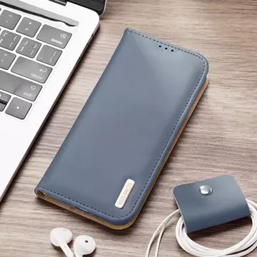 Dux Ducis Hivo Leather Flip Cover Originálna kožená peňaženka na karty a dokumenty Samsung Galaxy S22 (S22 Plus) modrá