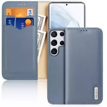 Dux Ducis Hivo Leather Flip Cover Originálna kožená peňaženka na karty a dokumenty Samsung Galaxy S22 Ultra Blue