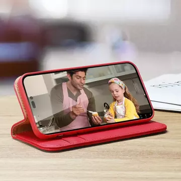 Dux Ducis Hivo Leather Flip Cover Originálna kožená peňaženka na karty a dokumenty iPhone 14 Pro Max Red