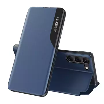 Ekologické kožené púzdro pre Samsung Galaxy S23 Plus s vyklápacím stojanom modré
