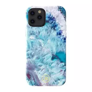 Elegantné puzdro Kingxbar Agate Series s potlačou kryt achátový iPhone 12 mini modrý