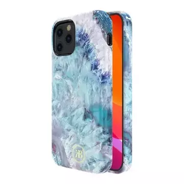 Elegantné puzdro Kingxbar Agate Series s potlačou kryt achátový iPhone 12 mini modrý