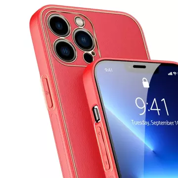 Elegantný kryt Dux Ducis Yolo vyrobený z koženky iPhone 13 Pro Max červený