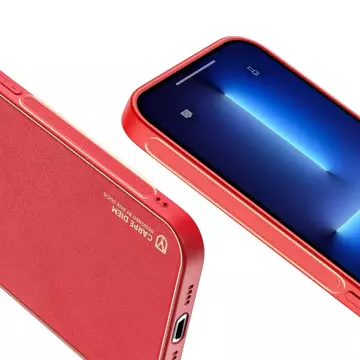 Elegantný kryt Dux Ducis Yolo vyrobený z koženky iPhone 13 Pro Max červený