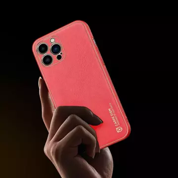 Elegantný kryt Dux Ducis Yolo vyrobený z koženky iPhone 13 Pro Max červený