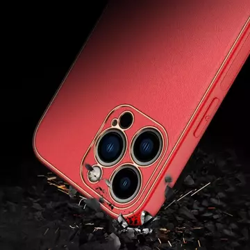 Elegantný kryt Dux Ducis Yolo vyrobený z koženky iPhone 13 Pro Max červený