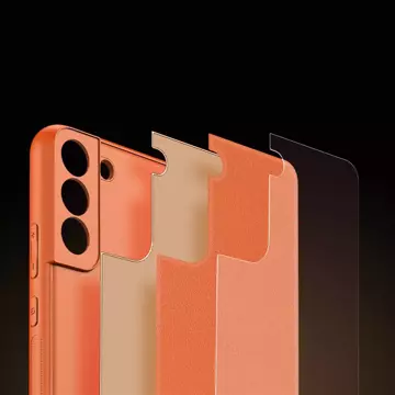 Elegantný kryt Dux Ducis Yolo z ekologickej kože pre Samsung Galaxy S22 (S22 Plus) oranžový