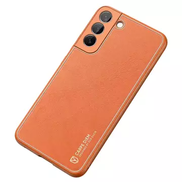 Elegantný kryt Dux Ducis Yolo z ekologickej kože pre Samsung Galaxy S22 (S22 Plus) oranžový