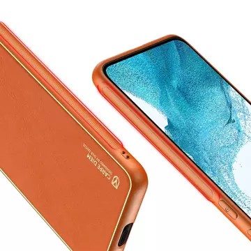 Elegantný kryt Dux Ducis Yolo z ekologickej kože pre Samsung Galaxy S22 (S22 Plus) oranžový