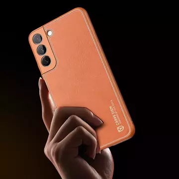 Elegantný kryt Dux Ducis Yolo z ekologickej kože pre Samsung Galaxy S22 (S22 Plus) oranžový