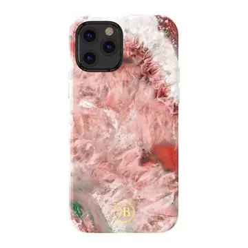 Elegantný kryt Kingxbar Agate Series s potlačou a achátom iPhone 12 mini červený