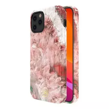 Elegantný kryt Kingxbar Agate Series s potlačou a achátom iPhone 12 mini červený