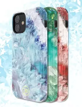 Elegantný kryt Kingxbar Agate Series s potlačou a achátom iPhone 12 mini červený