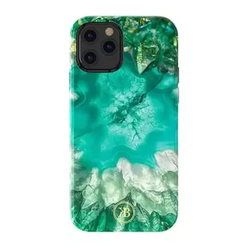 Elegantný kryt Kingxbar Agate Series s potlačou achátový iPhone 12 mini zelený