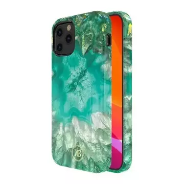 Elegantný kryt Kingxbar Agate Series s potlačou achátový iPhone 12 mini zelený