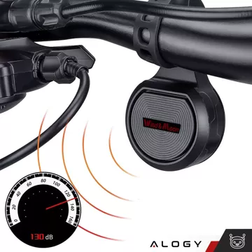 Elektrický zvonček 2v1 cykloalarm Alogy Waterproof Electric Bell na vodotesný bicykel čierny