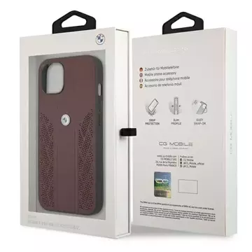 Etui BMW BMHCP13MRSPPR do Apple iPhone 13 6,1" pevné puzdro Leather Curve Perforate