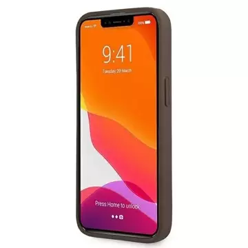 Etui Guess GUHCP13L4GMRBR do Apple iPhone 13 Pro / 13 6,1" brązový/hnedý pevný obal 4G s kruhovým stojanom