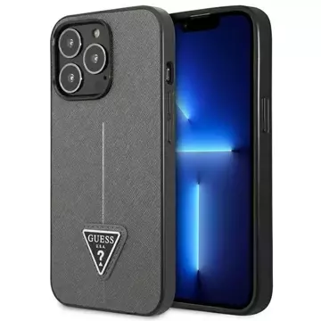 Etui Guess GUHCP14LPSATLG do Apple iPhone 14 Pro 6,1" srebrný/strieborný pevný obal SaffianoTriangle Logo