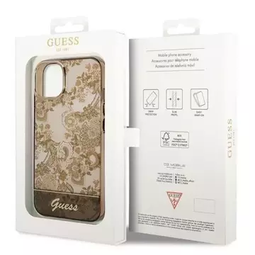 Etui Guess GUHCP14SHGPLHC do Apple iPhone 14 6,1" okrové pevné puzdro Porcelain Collection