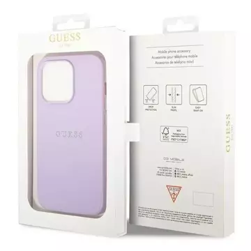 Etui Guess GUHCP14XPSASBPU pre Apple iPhone 14 Pro Max 6,7" fioletovy/fialovy Saffiano Strap