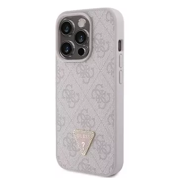 Etui Guess GUHCP15LP4TDPP na iPhone 15 Pro 6,1" ružové/ružové pevné puzdro z kože 4G Triangle Strass