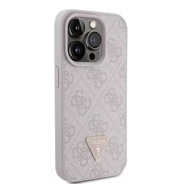 Etui Guess GUHCP15LP4TDPP na iPhone 15 Pro 6,1" ružové/ružové pevné puzdro z kože 4G Triangle Strass