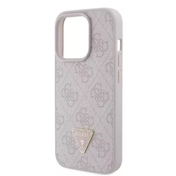 Etui Guess GUHCP15LP4TDPP na iPhone 15 Pro 6,1" ružové/ružové pevné puzdro z kože 4G Triangle Strass