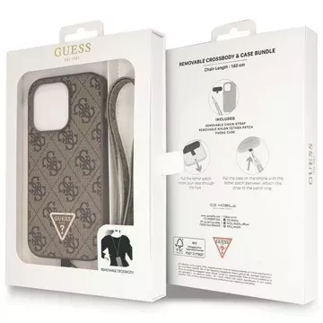 Etui Guess GUHCP15LP4TDSCPW na iPhone 15 Pro 6,1" brązowý/hnedý pevný obal Crossbody 4G kovové logo