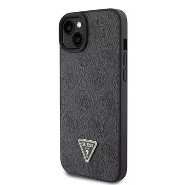 Etui Guess GUHCP15SP4TDPK na iPhone 15 6,1" čierny/čierny pevný kožený 4G diamantový trojuholník