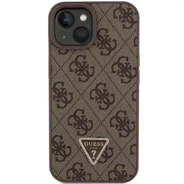 Etui Guess GUHCP15SP4TDPW na iPhone 15 6,1" brązový/hnedý pevný kryt kožený 4G Triangle Strass