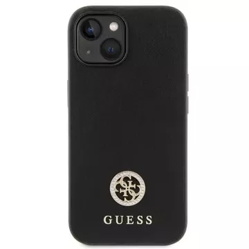 Etui Guess GUHCP15SPS4DGPK na iPhone 15 6,1" čierne/čierne pevné puzdro Strass Metal Logo