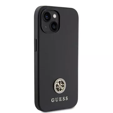 Etui Guess GUHCP15SPS4DGPK na iPhone 15 6,1" čierne/čierne pevné puzdro Strass Metal Logo