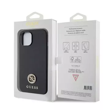 Etui Guess GUHCP15SPS4DGPK na iPhone 15 6,1" čierne/čierne pevné puzdro Strass Metal Logo