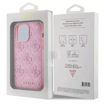 Etui Guess GUHCP15XP4EPMP pre iPhone 15 Pro Max 6,7" ružové/ružové pevné puzdro z kože 4G razené