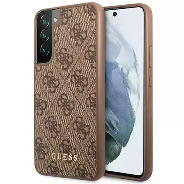 Etui Guess GUHCS23MG4GFBR pre Samsung Galaxy S23 Plus S916 brązowy/hnedé pevné puzdro 4G kovové zlaté logo